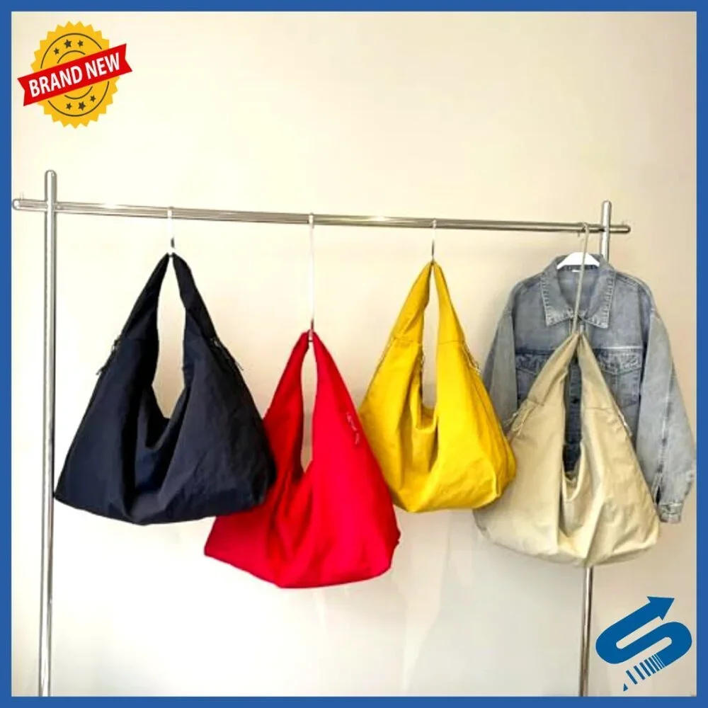 Large Nylon Hobo Shoulder Bag Tote with Zipper Closure